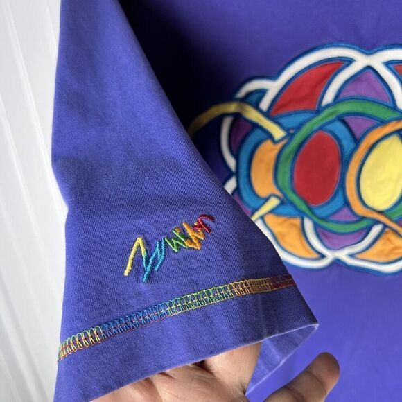 COOGI Colorful Embroidered Men's Sz XL Purple Short Sleeve T Shirt Baggy - Picture 3 of 12